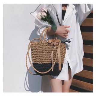 Túi Cói Nơ Sợi Đan Cao Cấp
