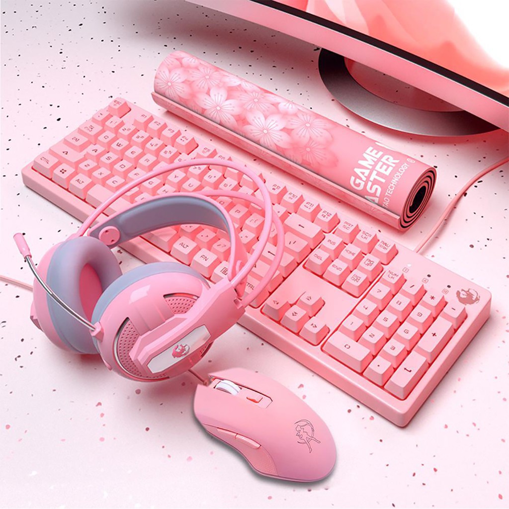 Combo Bộ Bàn Phím Giả Cơ Hồng LongTao - Chuột Gaming - Tai Nghe - Lót Chuột Hello Kitty OverSize | BigBuy360 - bigbuy360.vn