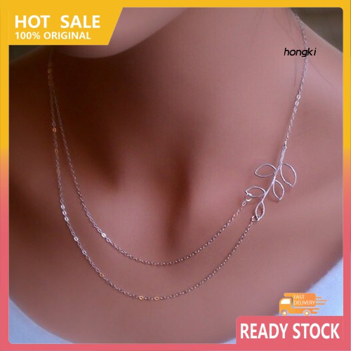 vòng cổ Hợp Kim Mạ Bạc Hình Cành Lá Xinh Xắn Cho Nữ