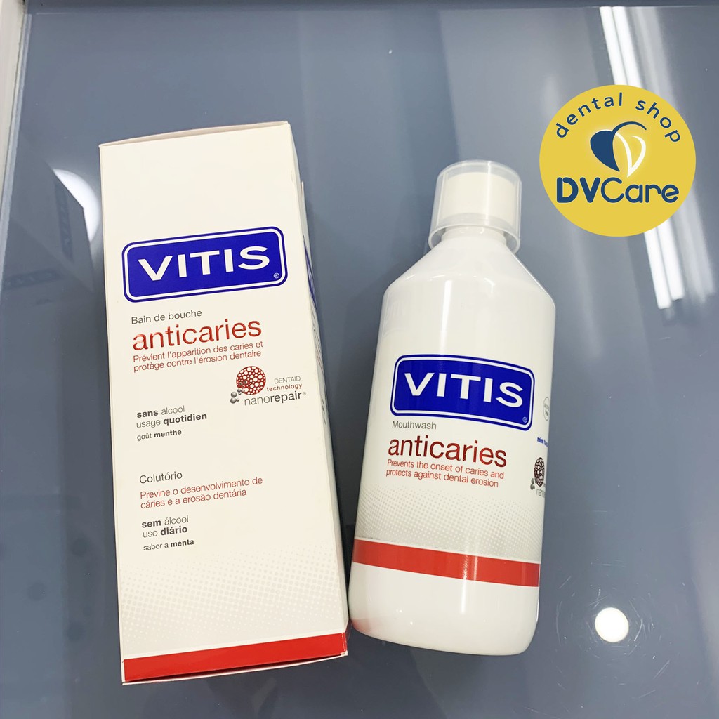 Nước súc miệng giảm ê buốt, chống sâu răng VITIS ANTICARIES 500ml [dvcareshop]