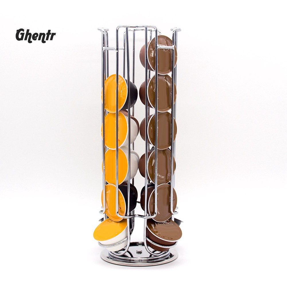 ♈Gh Stainless Steel Coffee Capsule Pod Storage Rack Holder Display Rotating Stand