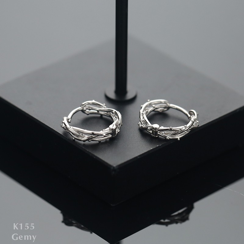 Bông tai nữ khuyên bạc 925 cao cấp dạng tròn xoắn thiết kế đơn giản, độc đáo, unisex Forest | HARMONY ACCESSORIES K155