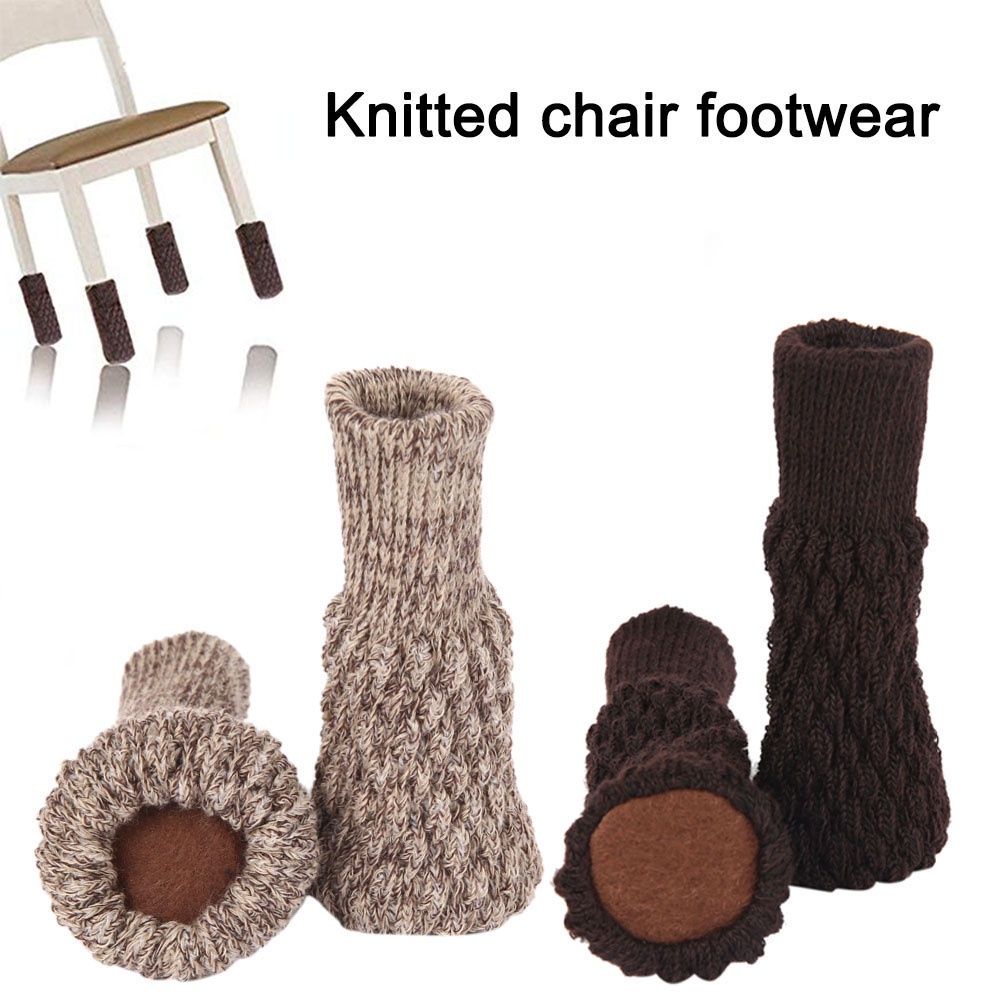 YIYU Set 4 Vỏ Bọc Chân Bàn Ghế Dệt Kim Chống Trượt Giảm Tiếng Ồn Nhiều Màu Sắc