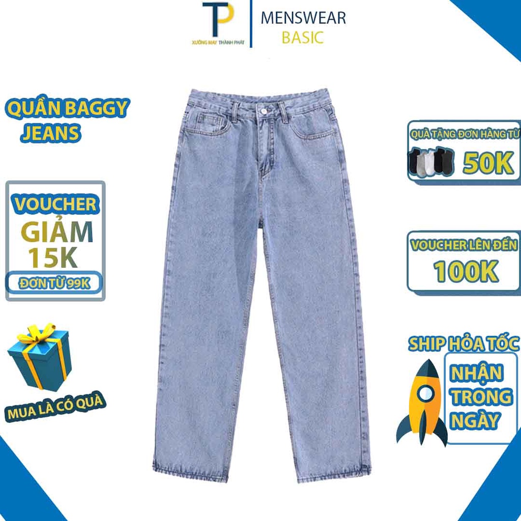 Quần jeans baggy Nam Nữ phong cách Hàn Quốc Ullzang thời trang đường phố mùa hè