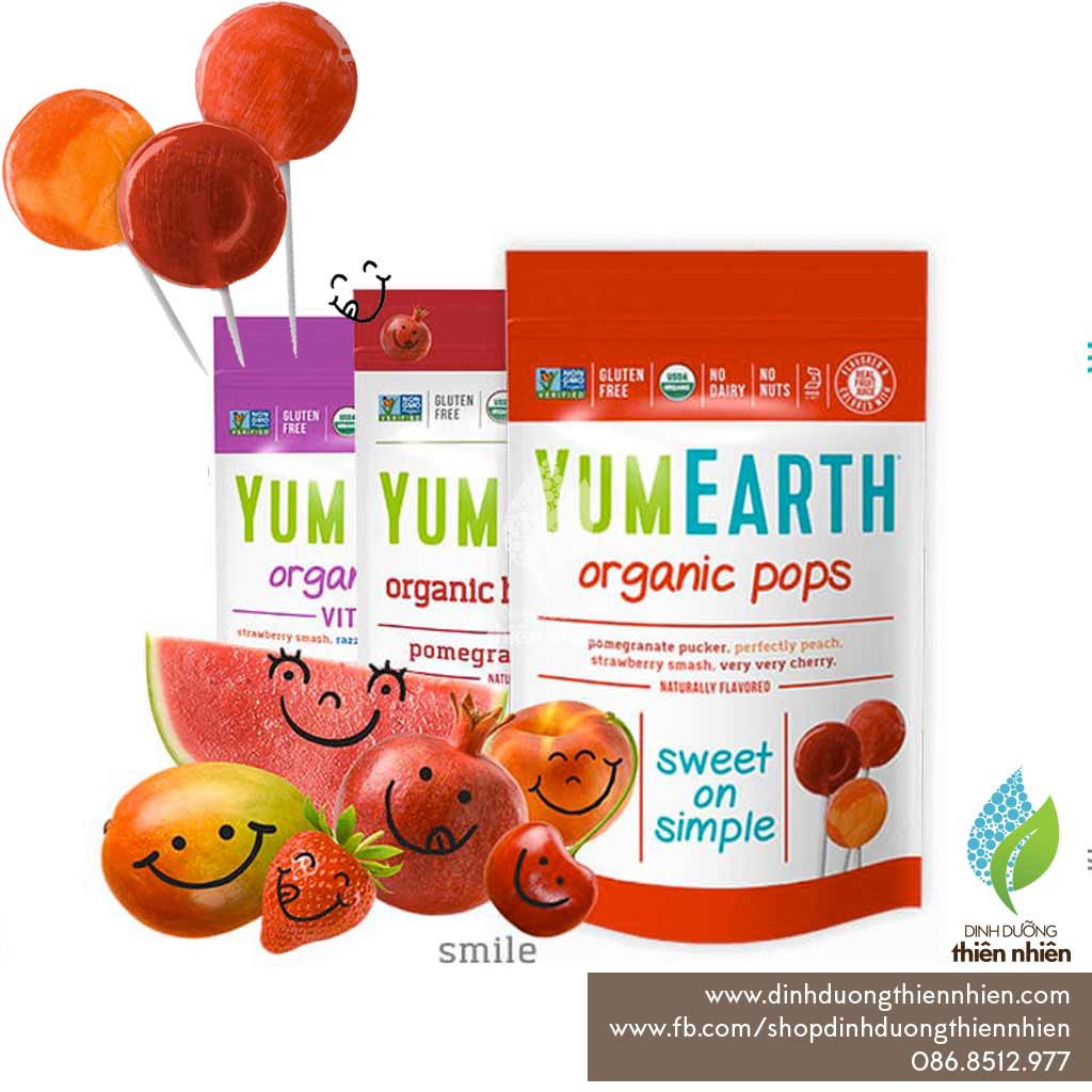 Kẹo Mút Trái Cây Hữu Cơ Yum Earth Organic Lollipops