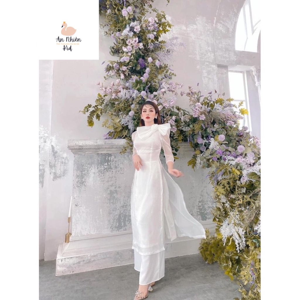 Áo dài tơ gân cao cấp thiết kế mới