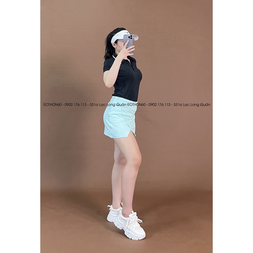 Áo cổ polo trơn,chân váy xẻ đùi [hình thật shop chụp] Eothon60
