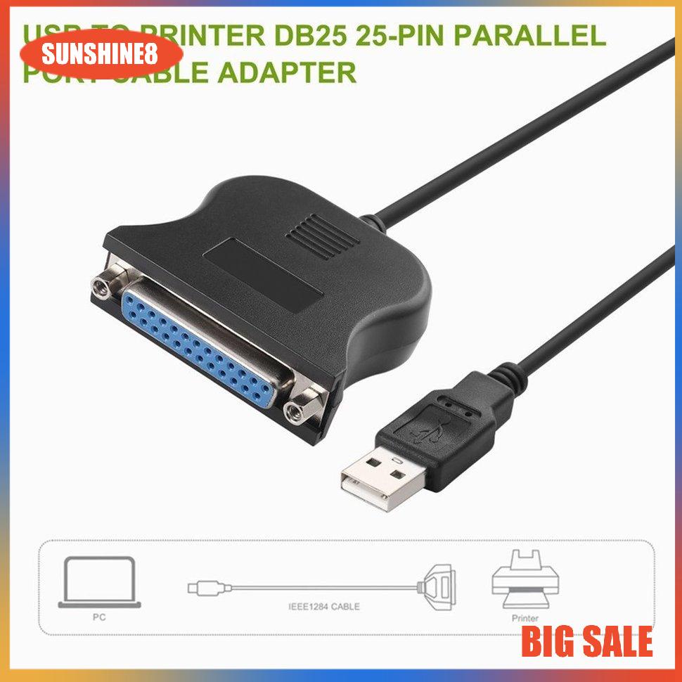 【SUN】[NEW]Black USB to 25 Pin DB25 Parallel Printer Cable Adapter Cord Converter