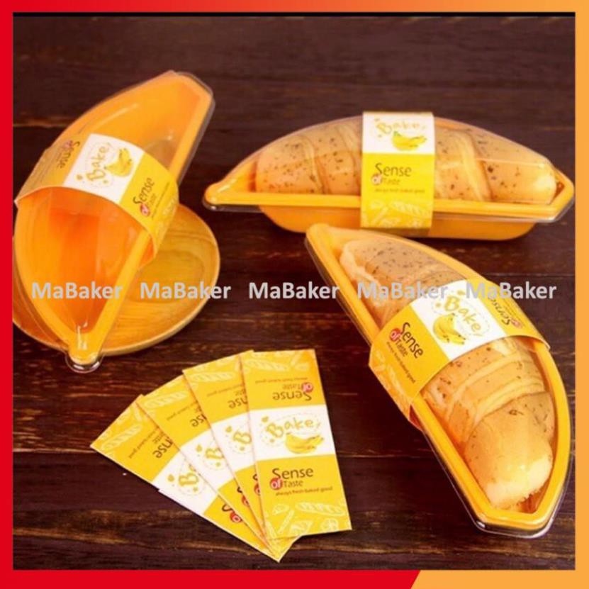 Set 10, 50 hộp đựng bánh hình quả chuối vàng có tem dán độc đáo siêu hot siêu đẹp - MaBaker