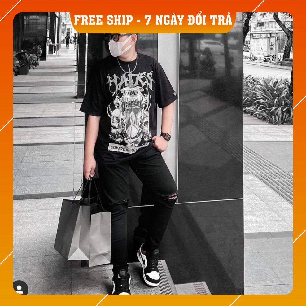 Áo thun tay lỡ form rộng Nam nữ hades skull worlf full tag cotton | BigBuy360 - bigbuy360.vn