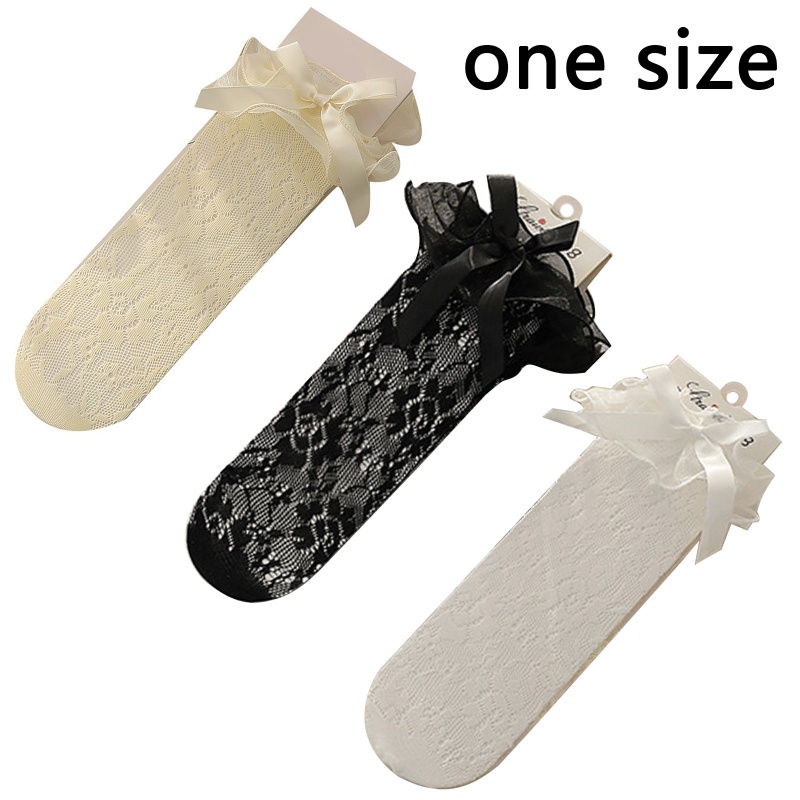 Youyo Vớ Cao Đến Đầu Gối Vải Lưới Satin Phối Nơ Dễ Thương Dành Cho Bé Gái