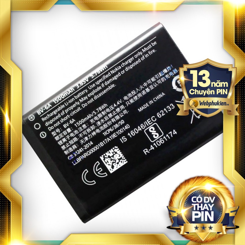 Pin Zin cho Nokia 8110 4G (2060, 3060, 5250, C5-03) BV-6A - 1500mAh