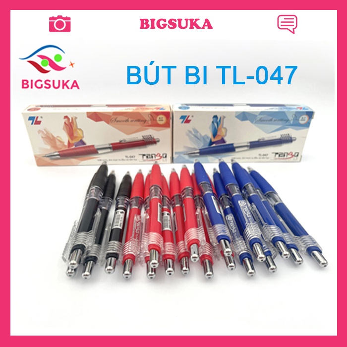 Bút bi Thiên Long 047 xanh - có đệm giúp viết 1 cách mền mại BIGSUKA