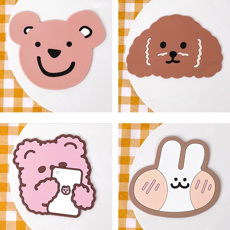 Miếng Lót Ly Silicon Chống Trượt Hình Động Vật Dễ Thương