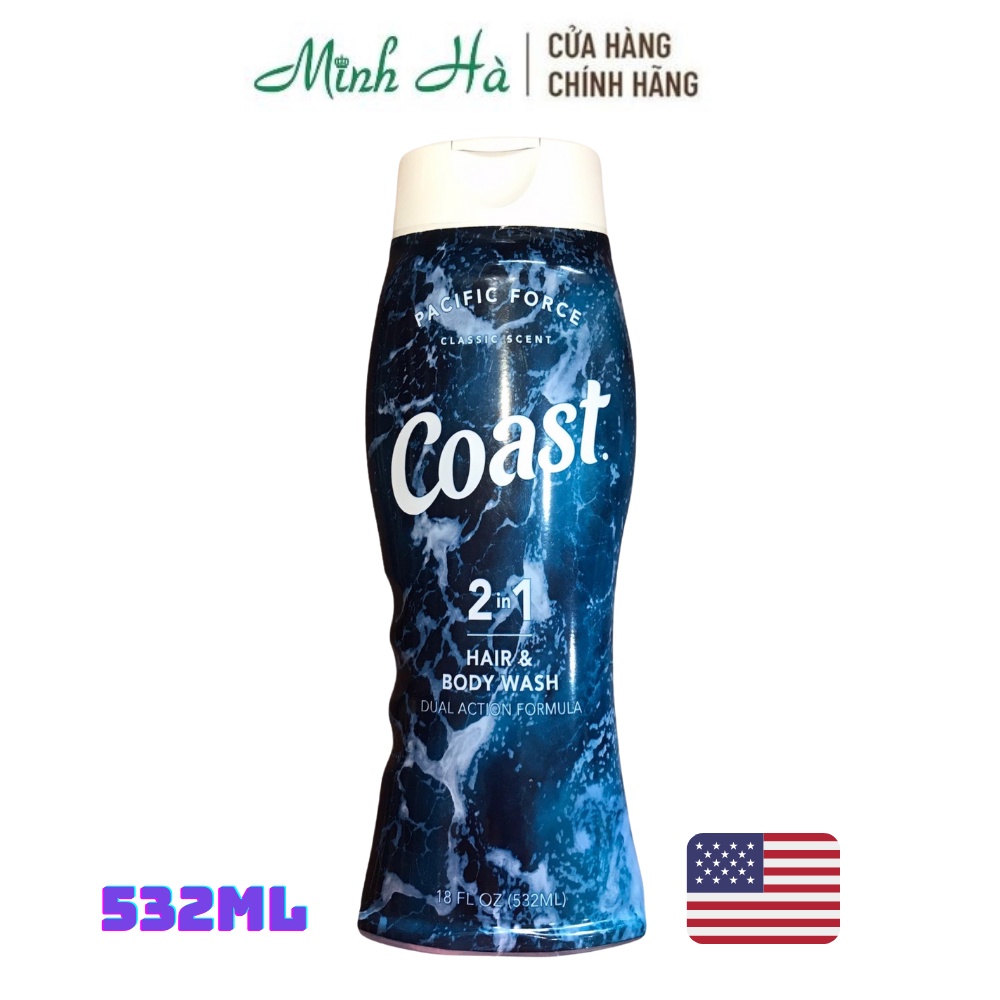 Sữa tắm Coast Hair and Body Wash 532ml sữa tắm gội cho nam mang lại hương thơm tươi mát, nam tính