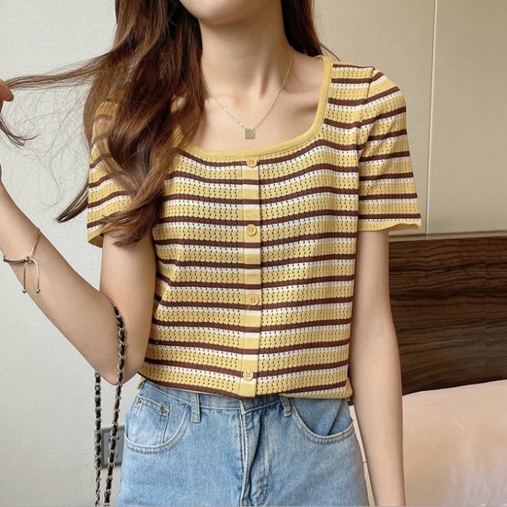 Áo thun nữ NZN ngắn tay họa tiết sọc ngang thời trang
