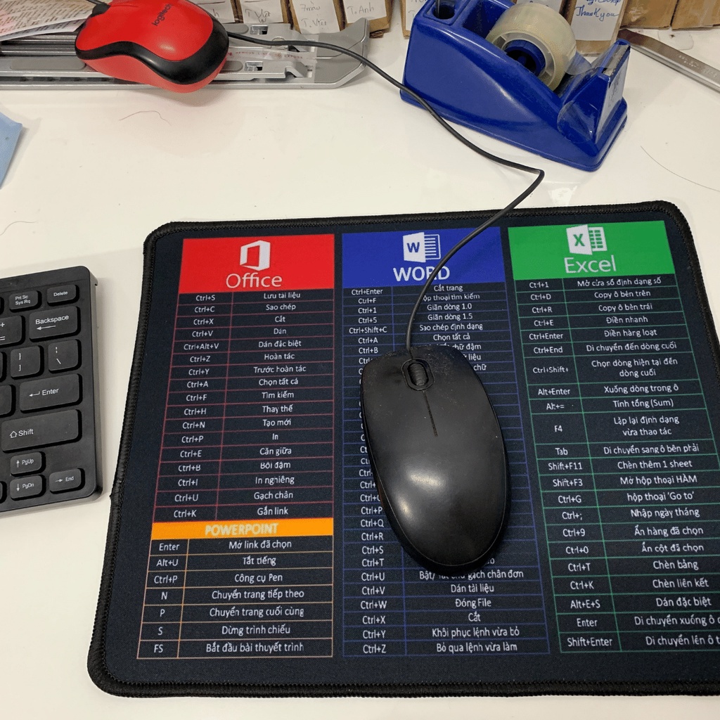 Lót chuột PHÍM TẮT 25x30, pad chuột văn phòng, game, học MagicPAD Magicwrapvn