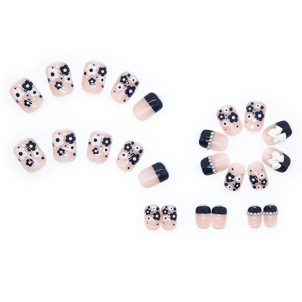 Set 1 24 Móng Tay Giả Đầu Tròn / Vuông Cho Trang Trí Móng Nghệ Thuật