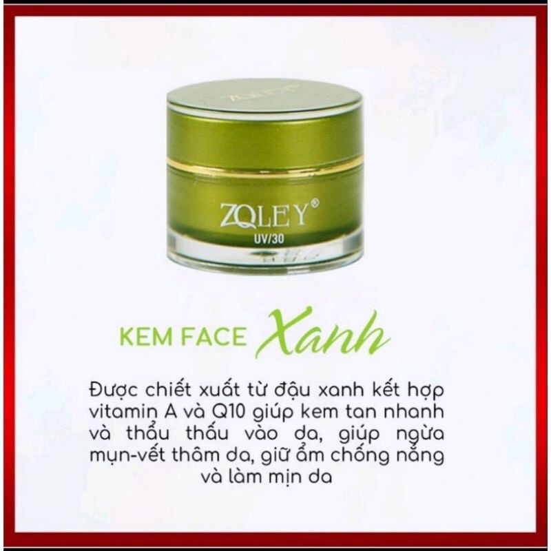 Kem face trắng da hết mụn zqley màu xanh