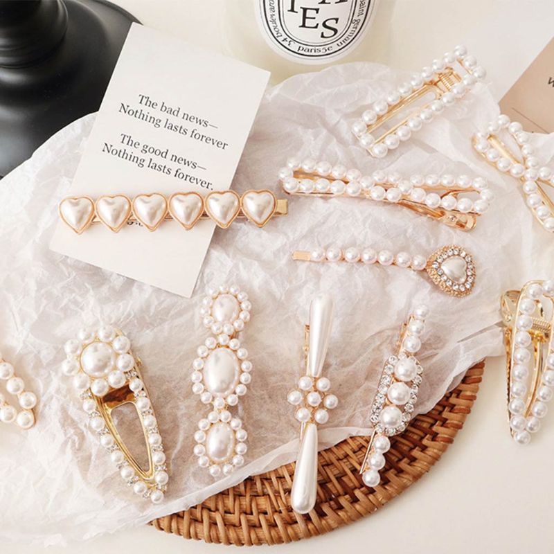 Kẹp Tóc Đính Ngọc Trai Giả Phong Cách Vintage Cho Nữ