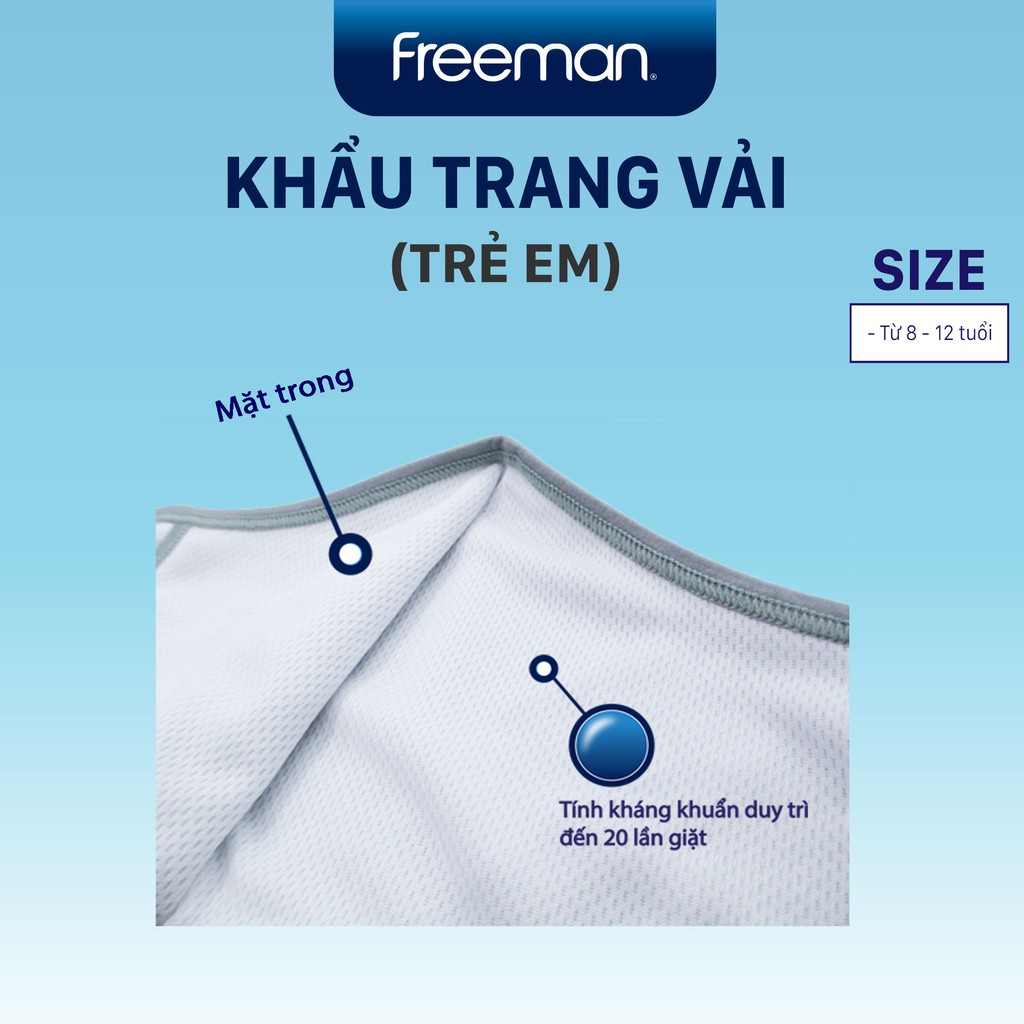 Khẩu trang vải kháng khuẩn size nhỏ FREEMAN [Combo 7]