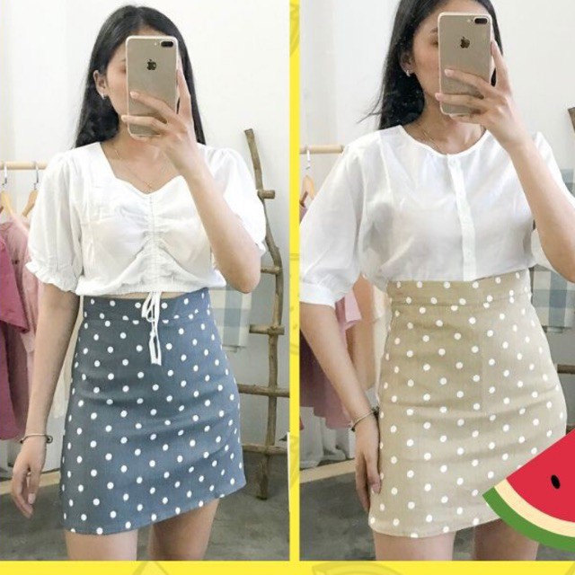 [ Mã FAMAYWA giảm 10K đơn 50K] Chân váy ngắn chấm bi