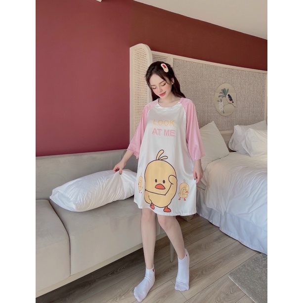 [HÌNH CHỤP THẬT - CÓ SẴN TẠI CỬA HÀNG] Đầm lụa ngủ cổ tròn form rộng Sam | BigBuy360 - bigbuy360.vn