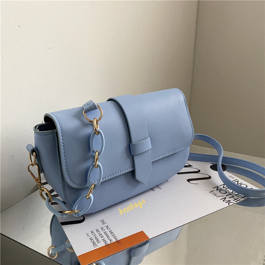 Túi Đeo Chéo Nữ Phối Dây Xích Màu Xanh, Vàng, Trắng, Đen Đơn Giản | TX29 | Túi Da Nữ Phong Cách Hàn Quốc Dễ Phối Đồ