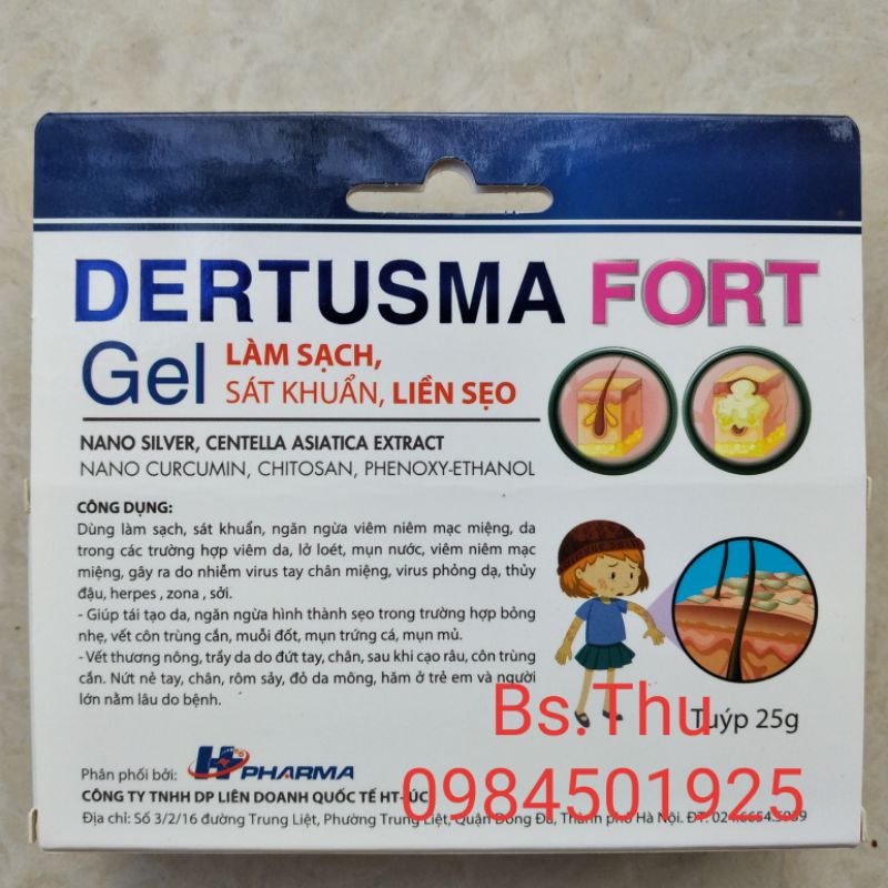 GEL DERTUSMA FORT làm sạch, sát khuẩn, liền sẹo (tube 25g)