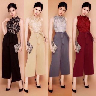 (Kèm ảnh thật )Jumsuit đồ bay dài áo ren cột eo sát nách xinh xắn