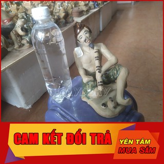 Tượng lão nông hút thuốc lào gốm sứ Bát tràng - 10x10x15 cm làm trang trí tiểu cảnh, trang trí bể cá cảnh