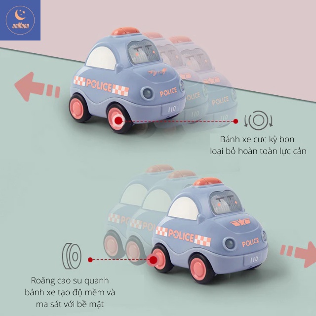 Đồ chơi cao cấp ô tô mô hình hoạt hình có đèn và nhạc vui nhộn cho bé dưới 2 tuổi