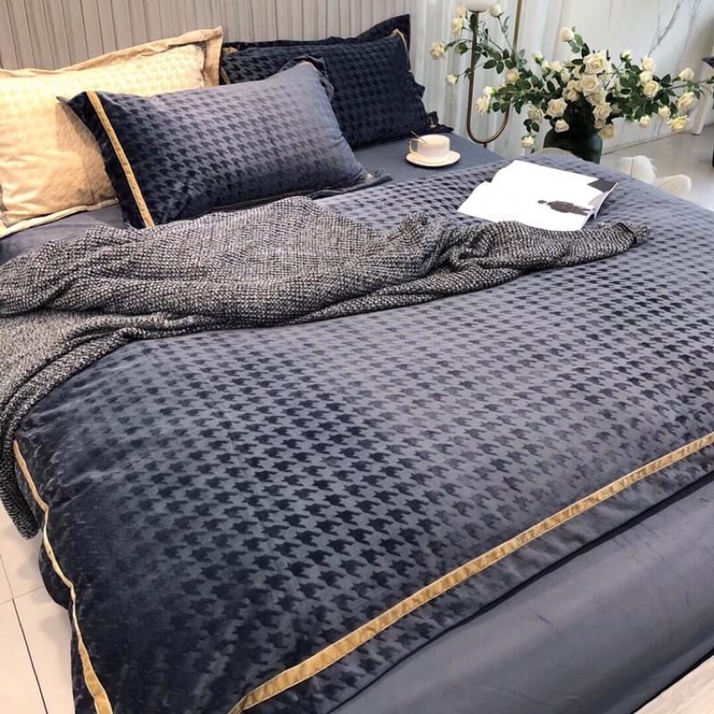 Bộ chăn ga gối nỉ nhung tuyết 4 món cao cấp nhập khẩu sang xịn mịn