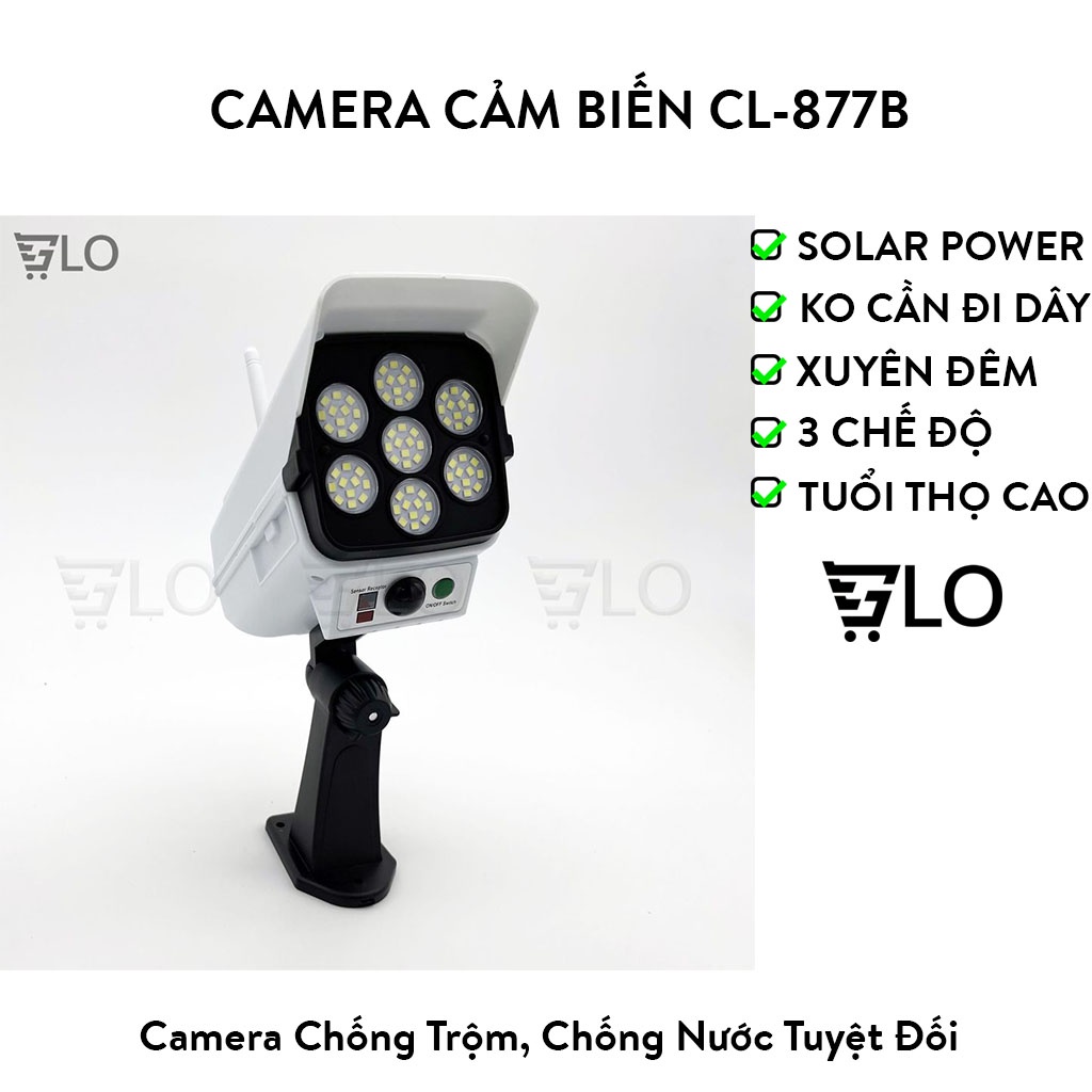 Đèn Cảm Biến Chuyển Động Năng Lượng Mặt Trời Hình Camera 77 Đèn LED, Chống Nước Tuyệt Đối CL-877B 180W