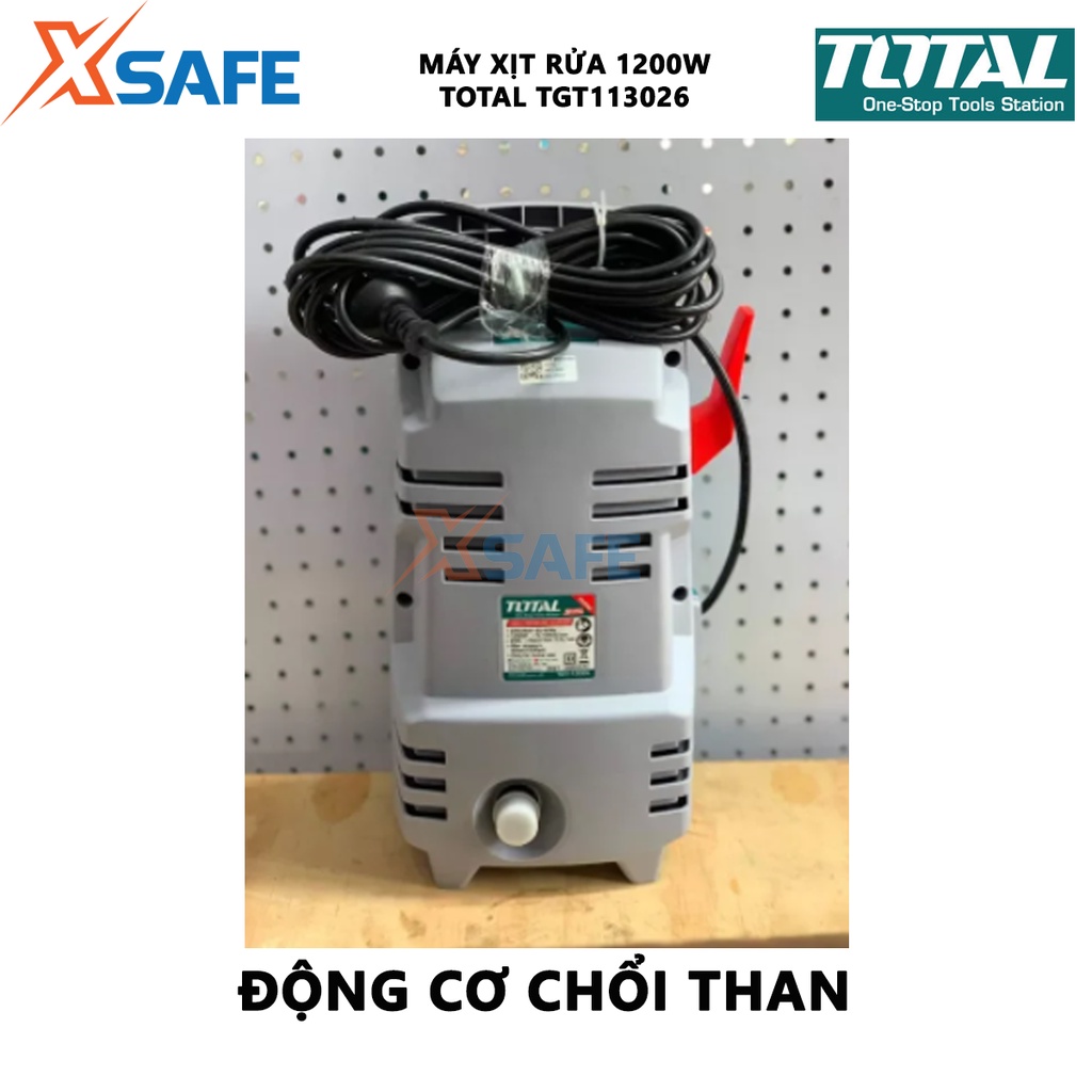 Máy xịt rửa xe cao cấp TOTAL TGT113026 công suất 1200w, điện áp đầu vào 220v, Áp lực tối đa 90Bar (1300 PSI)