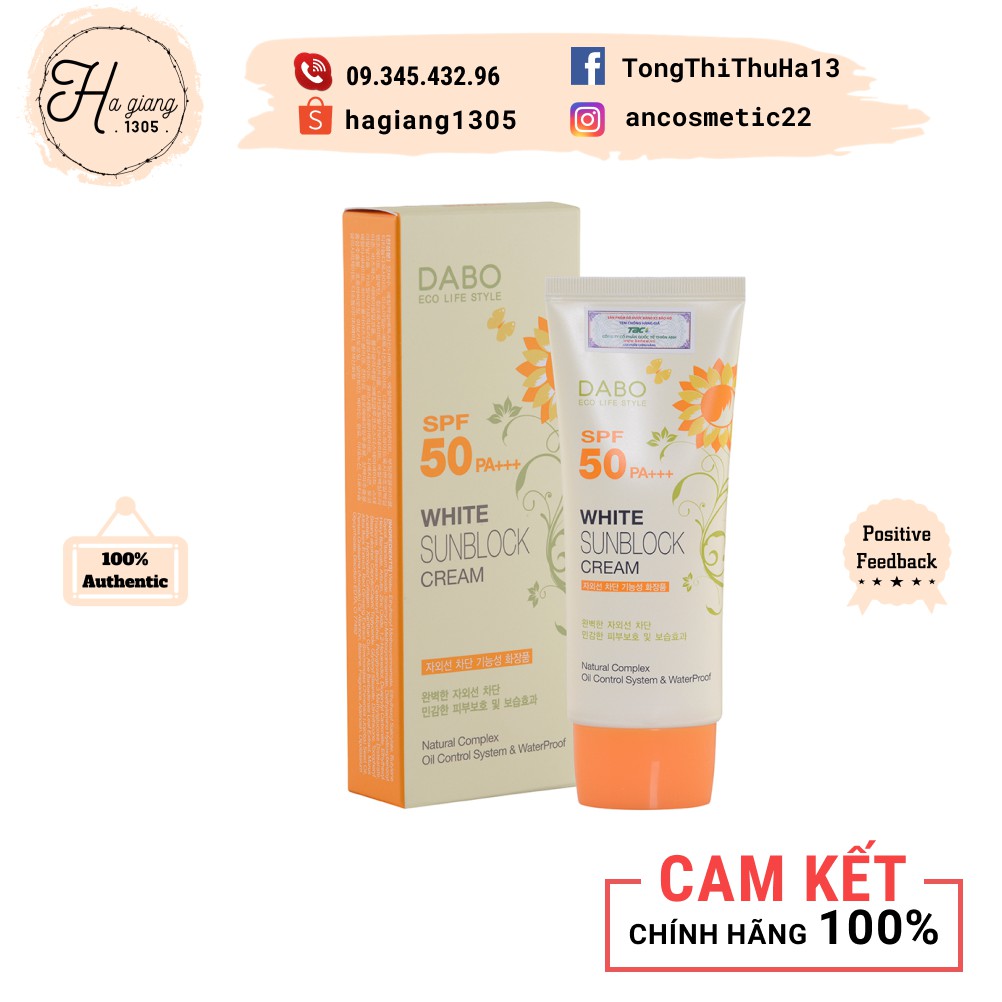 [FREESHIP XTRA] Kem chống nắng Dabo White Sunblock Cream SPF 50 PA+++