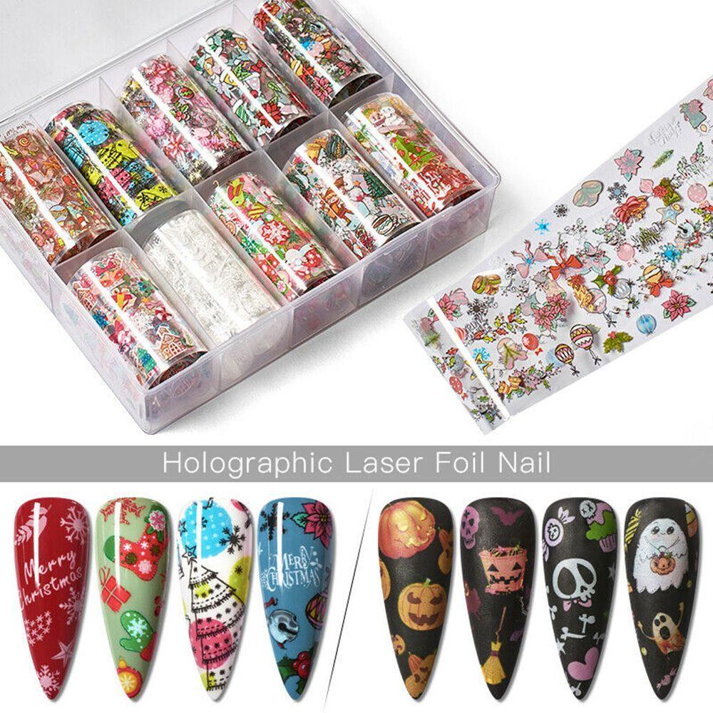 Bộ 10 Miếng Dán Trang Trí Móng Tay Họa Tiết Bầu Trời Sao DIY