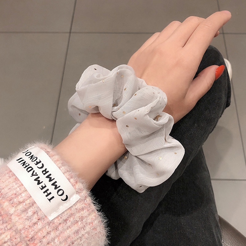 Cột tóc vải scrunchies đính sao dây buộc tóc scrunchies nhiều màu