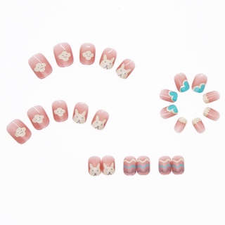 [Hàng mới về]Bộ 24 móng giả form ngắn thỏ siêu cute