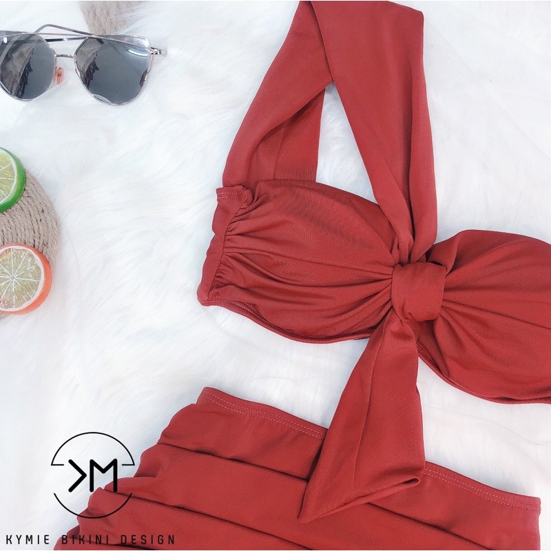 Đồ bơi thiết kế bikini cúp ngực lệch vai quần cạp cao | BigBuy360 - bigbuy360.vn