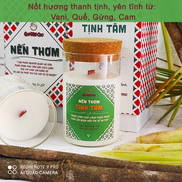 Nến thơm phòng cao cấp, thư giãn, trang trí 🕯Nến thơm đẹp tinh dầu thiên nhiên xuất khẩu bấc gỗ QUÊ MỘT CỤC 200g