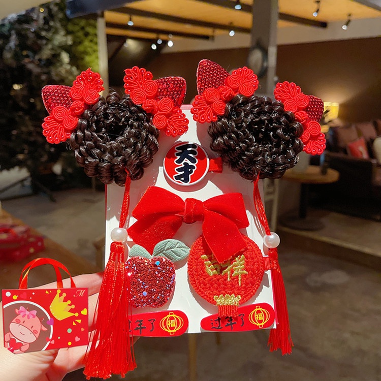 Phụ kiện cài tóc hình bướm đỏ phong cách Trung Hoa mừng năm mớ