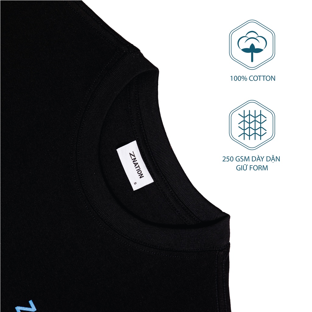 Áo Thun ZNATION Basic Tee Unisex Oversize Màu Đen