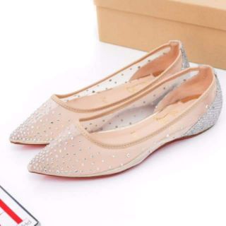 Bệt Louboutin Lưới Đính Đá