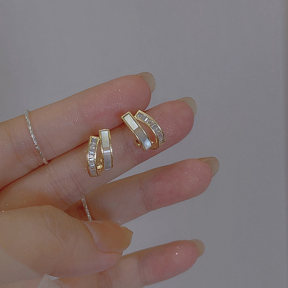 Khuyên Tai Hình Vỏ Sò Hai Lớp Phong Cách Cổ Điển Thời Trang Cho Nữ