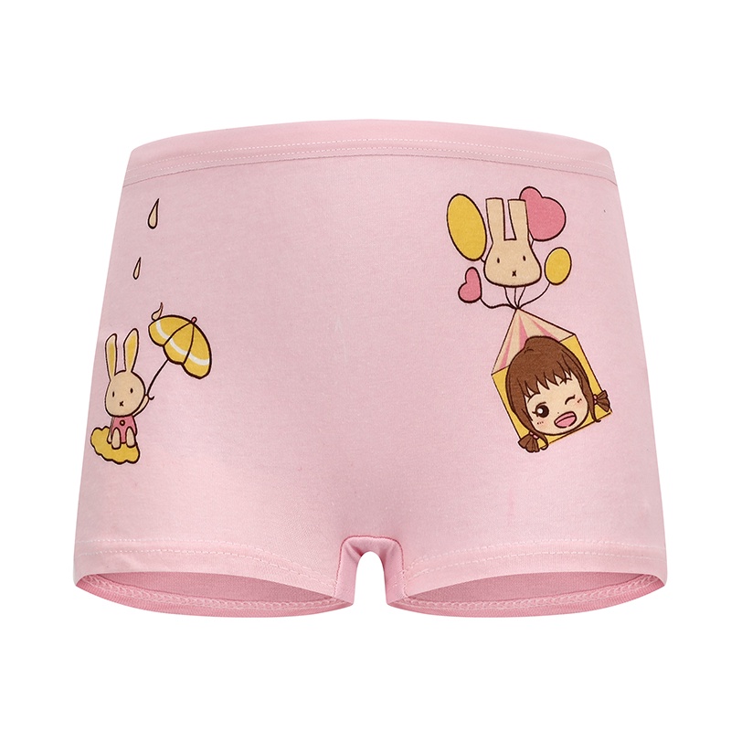 Bộ 4 Quần Lót Boxer Vải Cotton Mềm In Họa Tiết Hoạt Hình Dễ Thương Cho Bé Gái 3-12 Tuổi