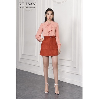 Chân váy KO-ISAN dáng ngắn, chất liệu da lộn, 02 màu trẻ trung, đủ Size lựa chọn - 420067