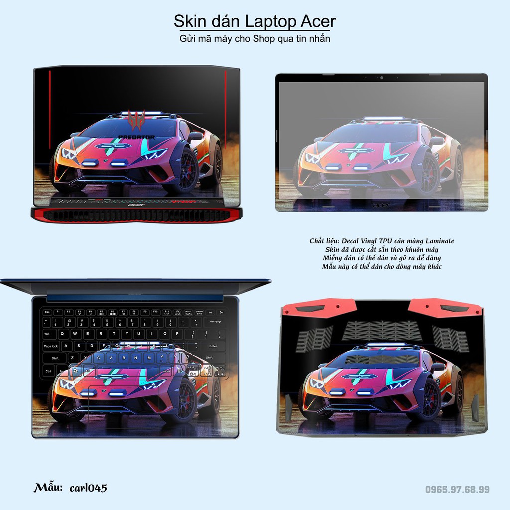 Skin dán Laptop Acer in hình xe hơi _nhiều mẫu 2 (inbox mã máy cho Shop)