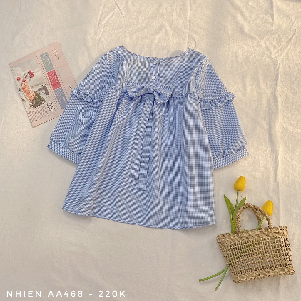 Áo babydoll nữ NHIENVINTAGE hoa nhí nơ lưng AA468