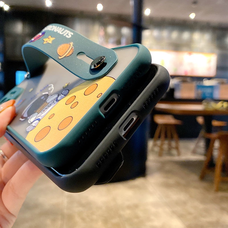 Ốp điện thoại cứng mềm có dây đeo cao su thích hợp cho Iphone 12 12promax 7 8+ SE X XS XR XSMAX 11 11pro 11promax Wdyh